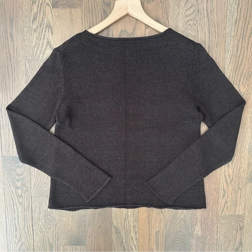 Eileen Fisher Wide Neck Pullover Silk Blend Sweater in Chocolate Brown Small